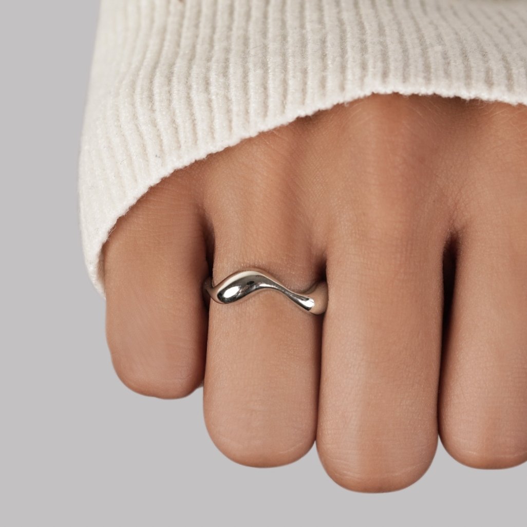 Silver Wave Minimalist Ring β Timeless