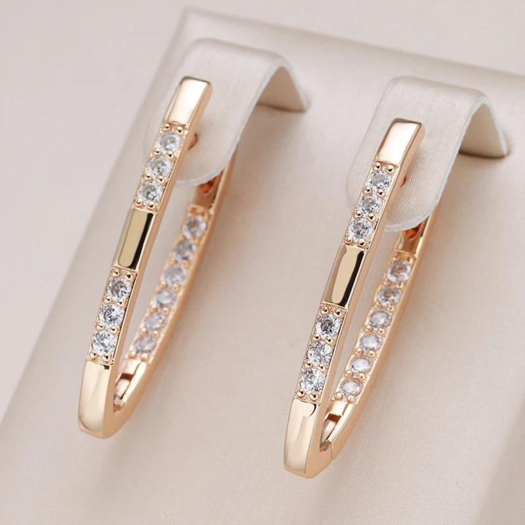 Gold Zirconia Drop Earrings β Vintage Elegance