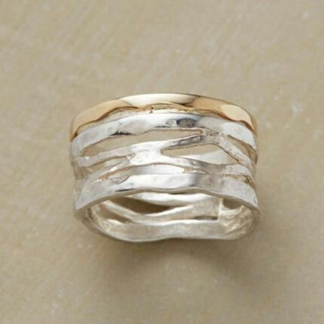 Gold & Silver Hollow Ring β Elegant