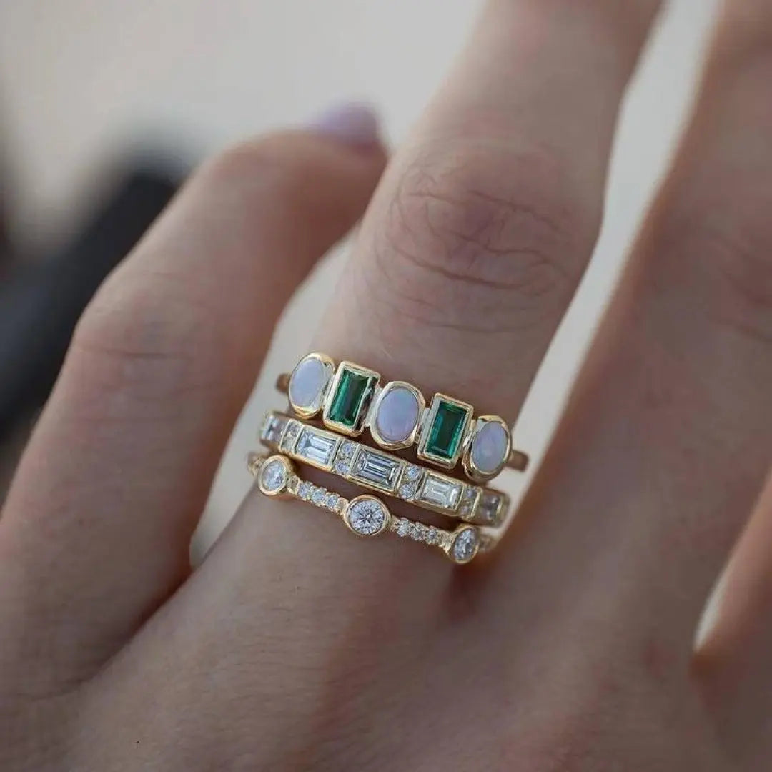 White and Green Opal Vintage Rings β Timeless