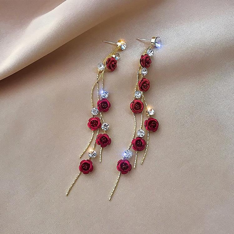 Rose Crystal Cascade Earrings β Exquisite