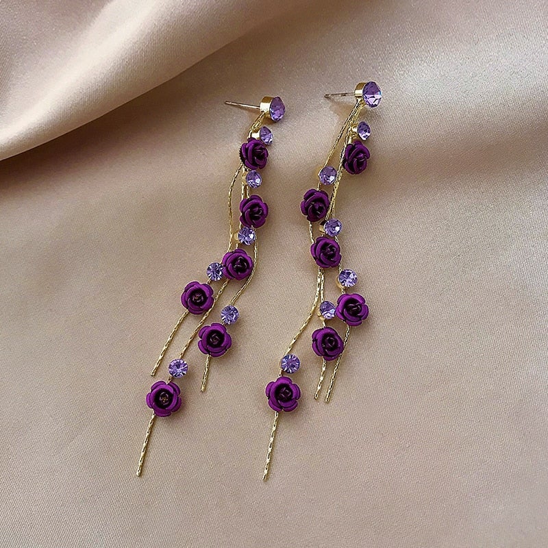 Rose Crystal Cascade Earrings β Exquisite