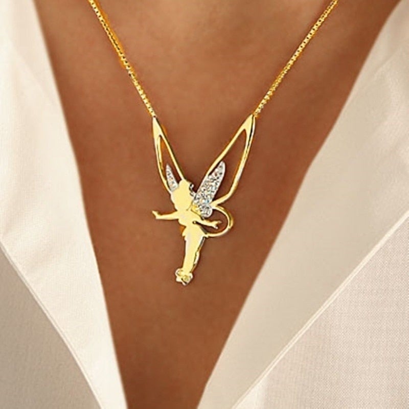 Sterling Silver & Gold Crystal Fairy Necklace β Enchanting