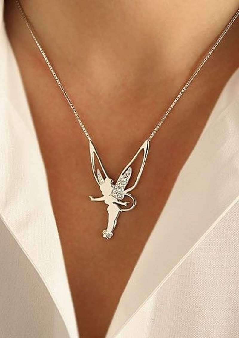 Sterling Silver & Gold Crystal Fairy Necklace β Enchanting