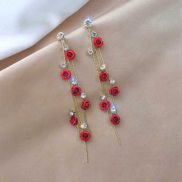 Rose Crystal Cascade Earrings β Exquisite
