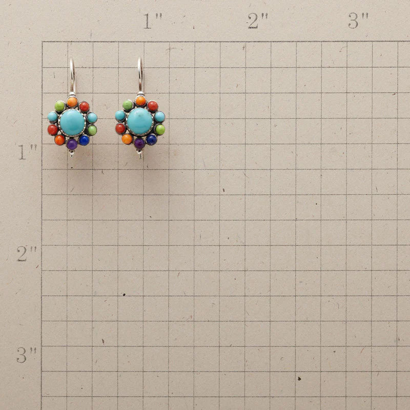 Turquoise Multi-Colored Hoop Earrings β Vibrant