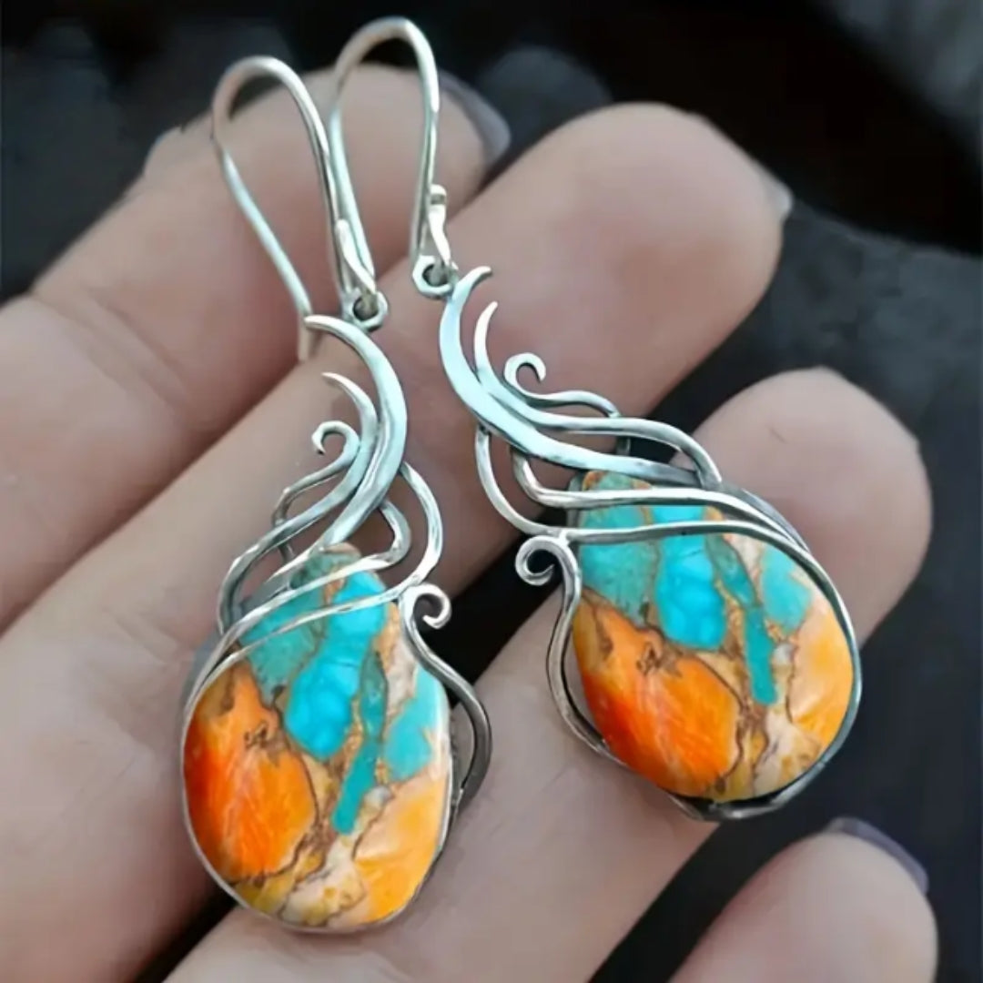 Gold Gemstone Drop Earrings β Exquisite