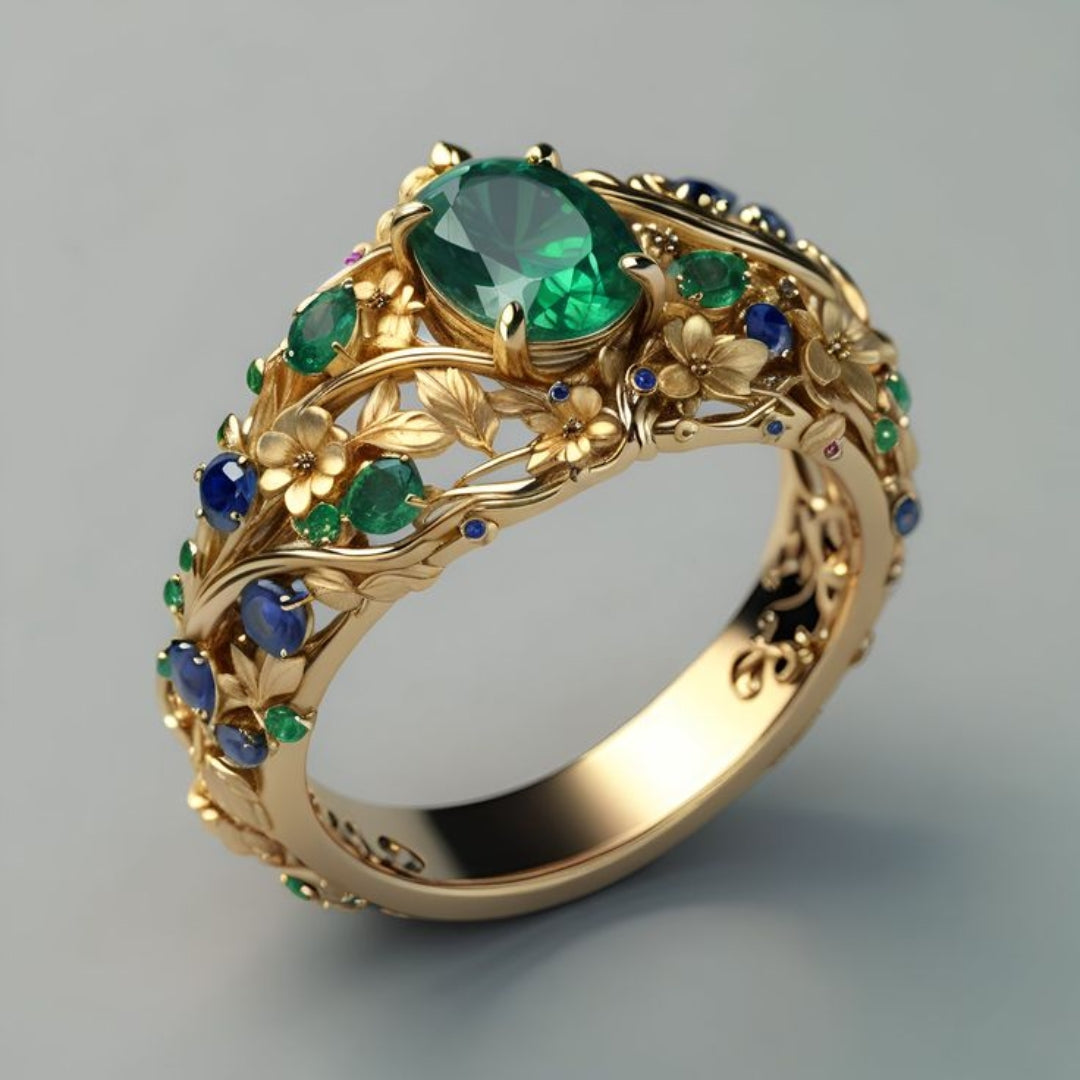Gold Crystal Vintage Ring β Timeless Elegance