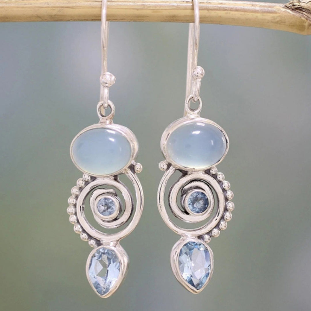 Silver Moonstone Drop Earrings β Exquisite