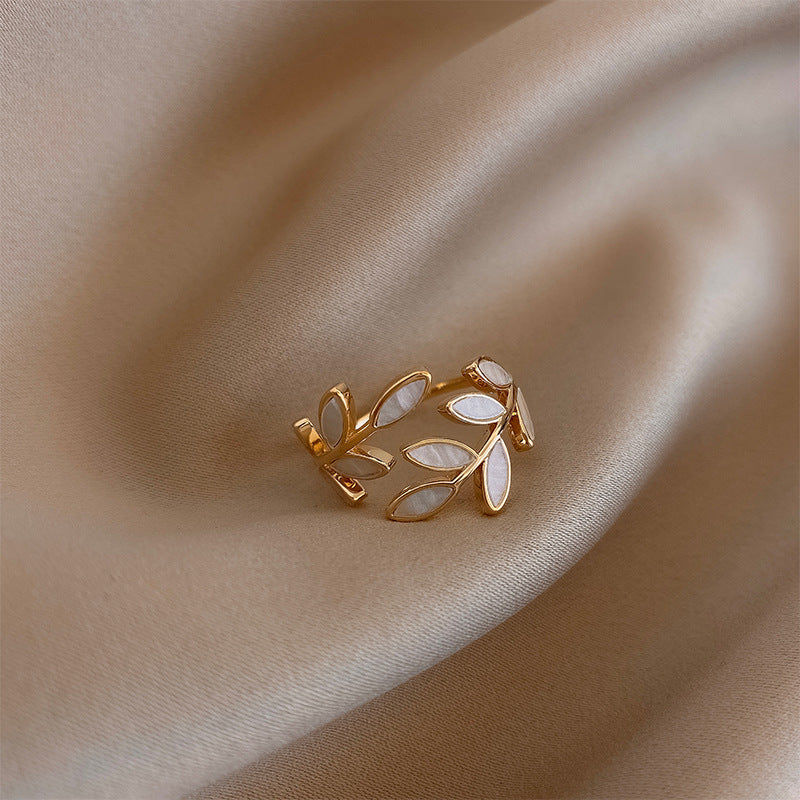 White Opal Leaf Ring β Exquisite