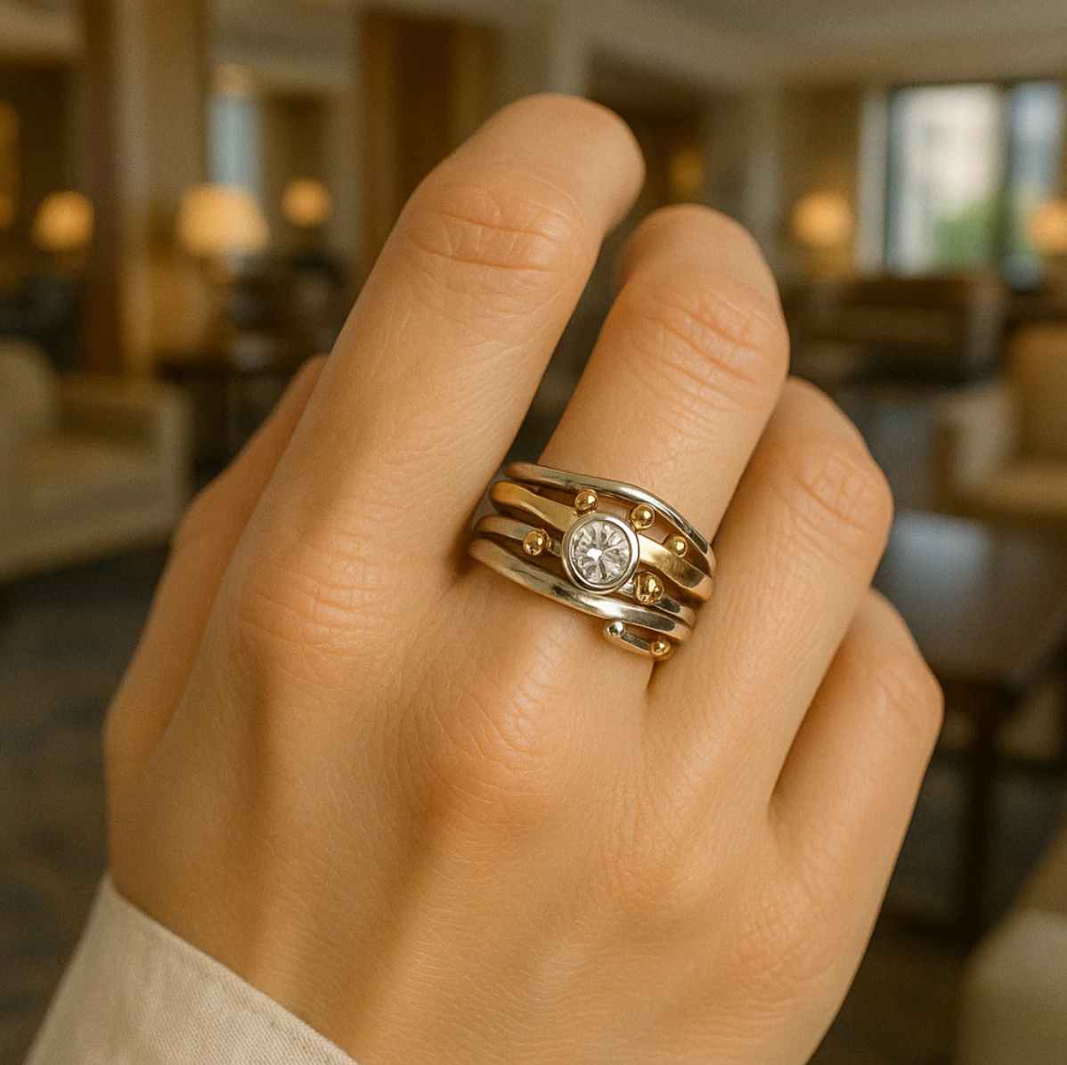 Gold Zirconia Inlaid Ring β Timeless Elegance