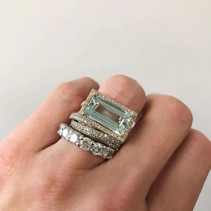 Silver Turquoise Glass Rings β Timeless Elegance