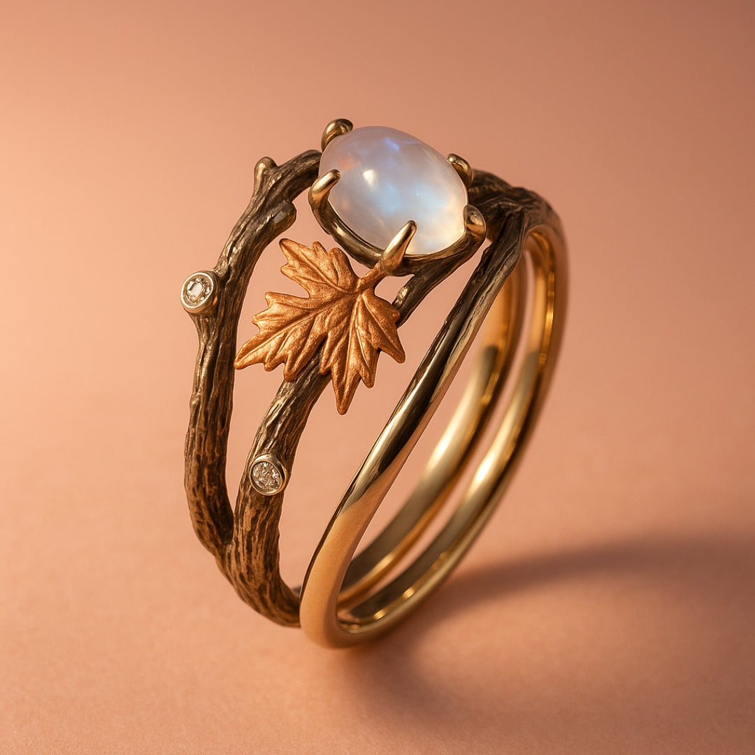 Gold Moonstone Vintage Ring β Timeless Elegance