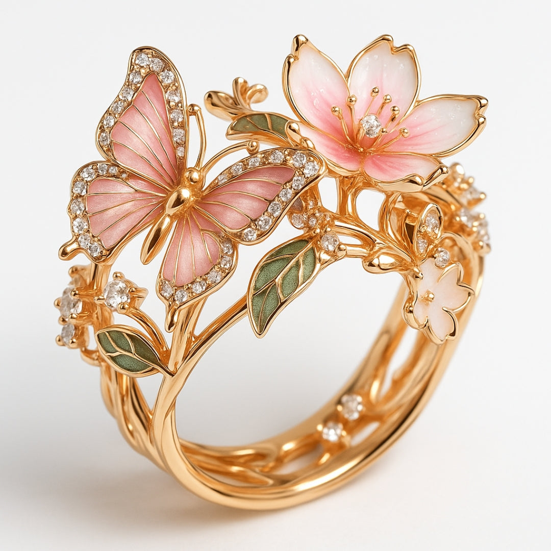 Rose Gold Butterfly Zirconia Ring β Timeless