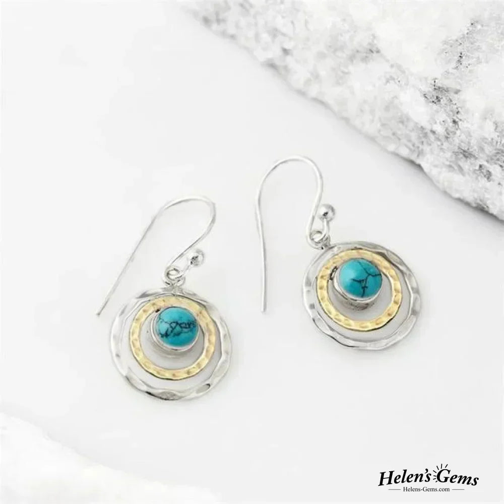 Turquoise Gold Saturn Earrings β Exquisite