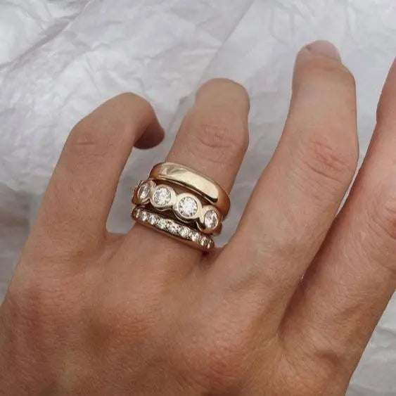 Gold Forged Ring Set β Exquisite