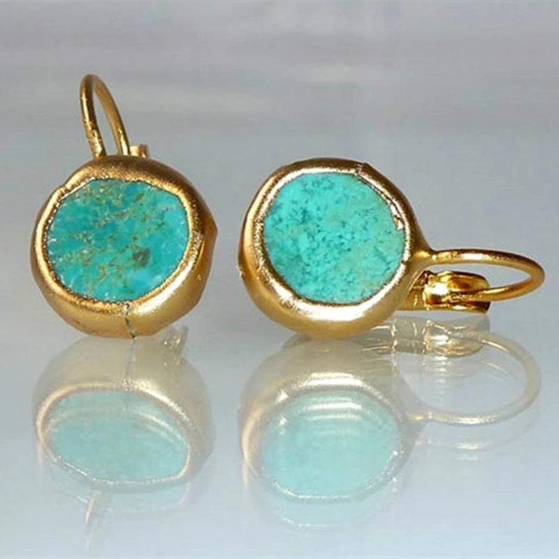 Gold Turquoise Hoop Earrings β Exquisite
