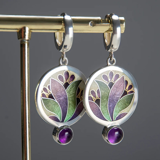 Purple Crystal Drop Earrings – Exquisite