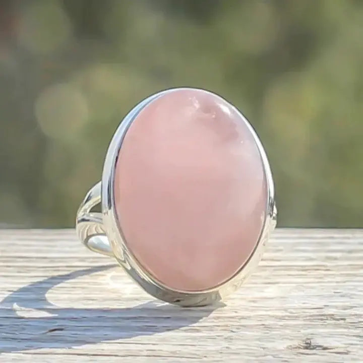 Sterling Silver Rose Quartz Ring β Timeless