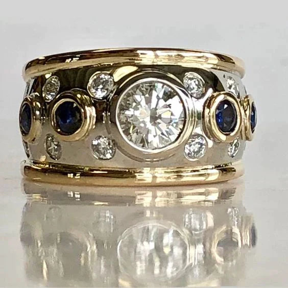 Gold Zircon Inlay Ring β Timeless Elegance