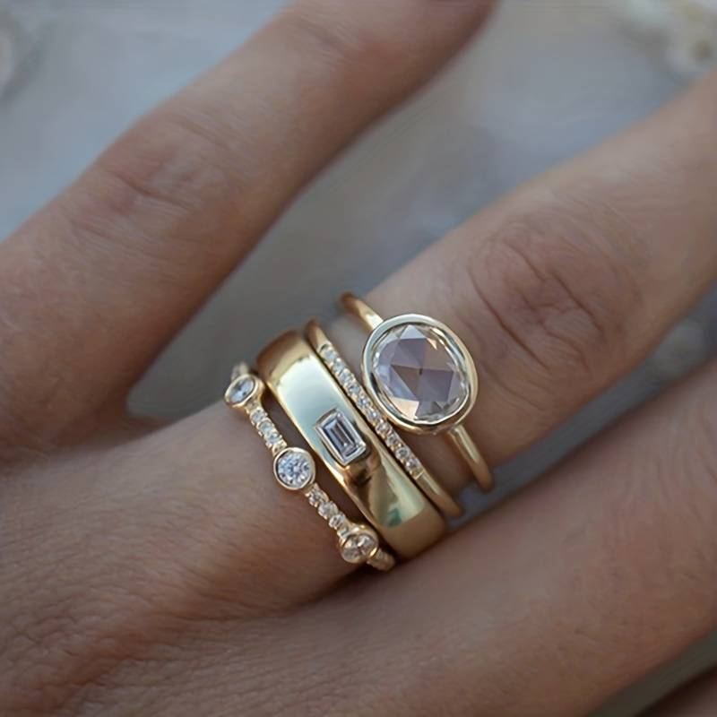 Gold Zirconia Ring Set β Exquisite