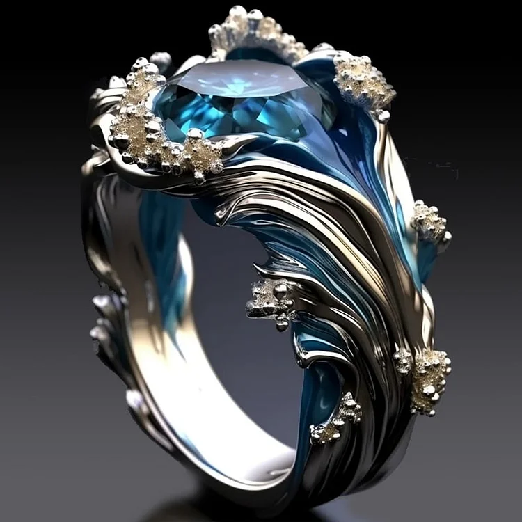 Crystal Wave Ring β Elegant