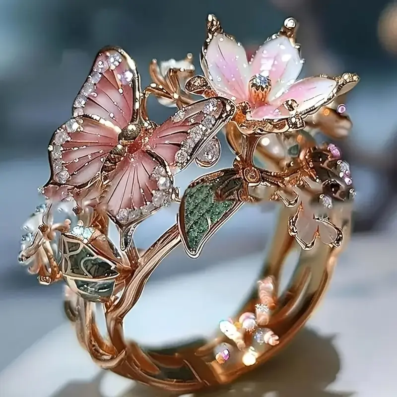 Rose Gold Butterfly Zirconia Ring β Timeless
