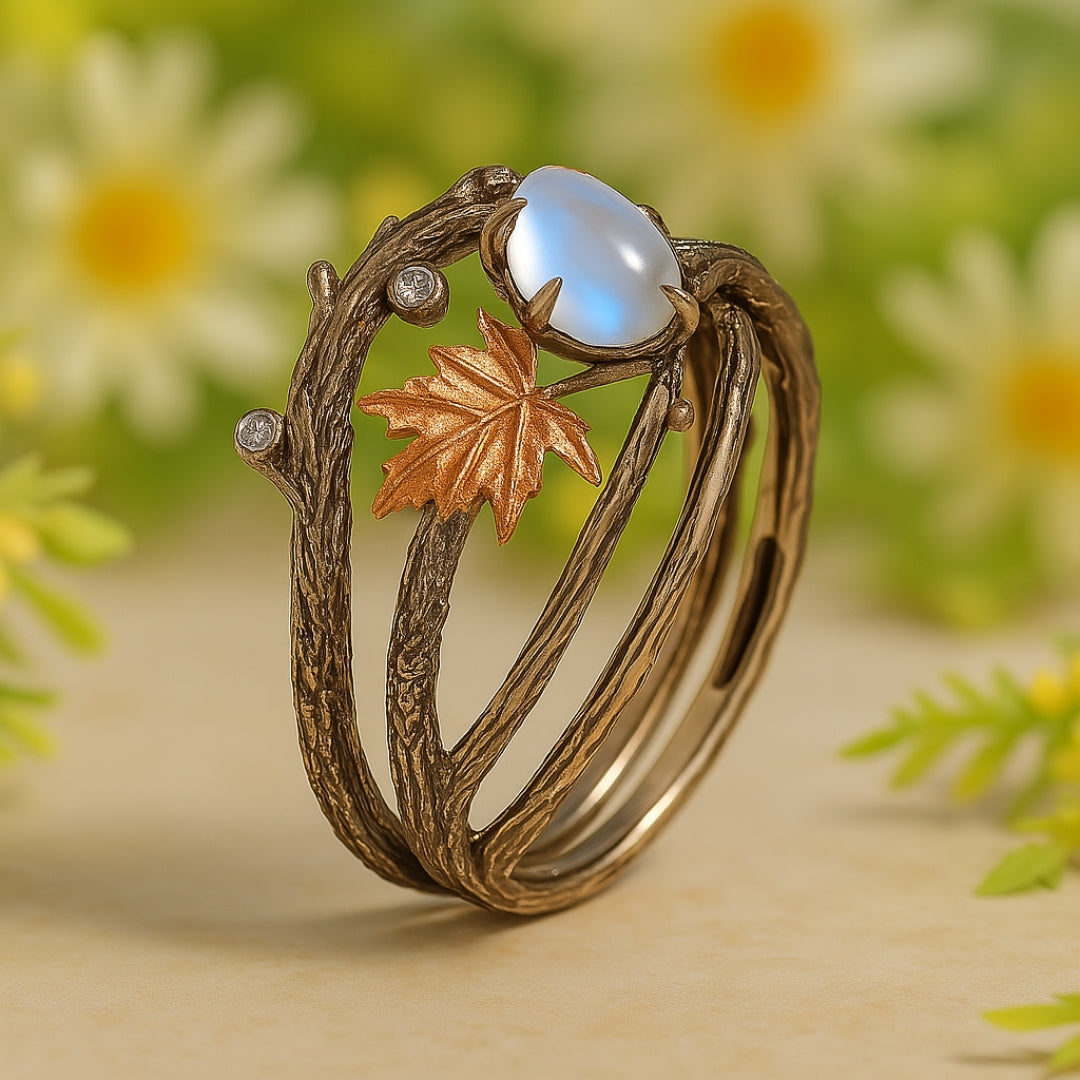 Gold Moonstone Vintage Ring β Timeless Elegance
