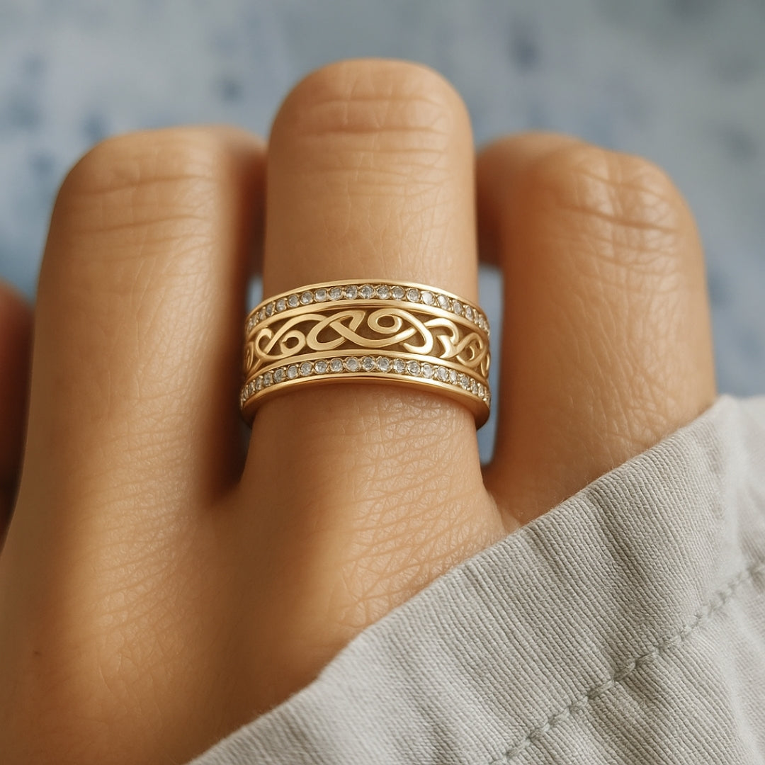 Gold Crystal Accent Ring β Timeless Elegance