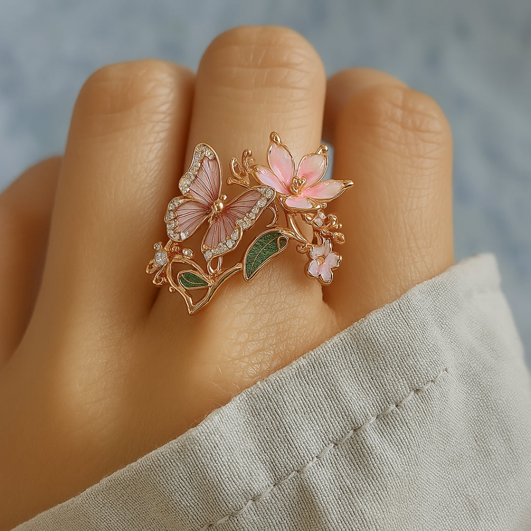 Rose Gold Butterfly Zirconia Ring β Timeless