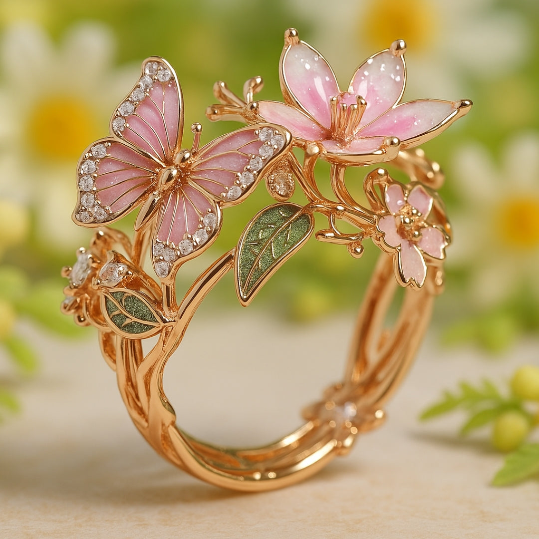 Rose Gold Butterfly Zirconia Ring β Timeless