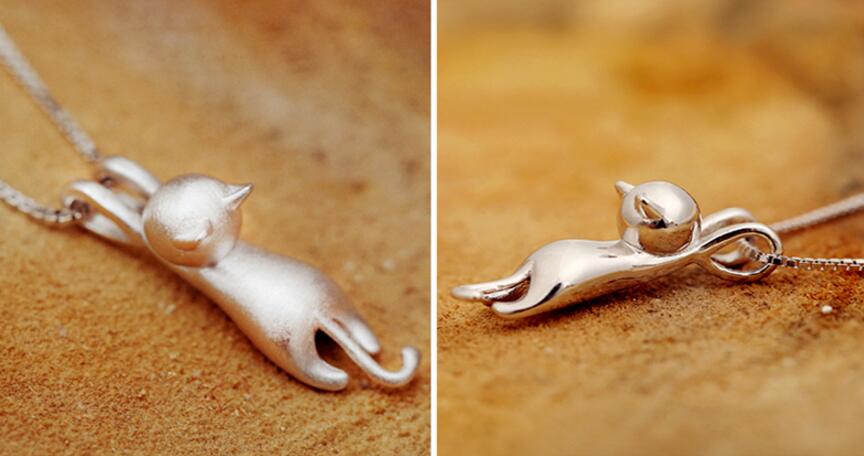 Sterling Silver Crystal Kitty Necklace β Elegant