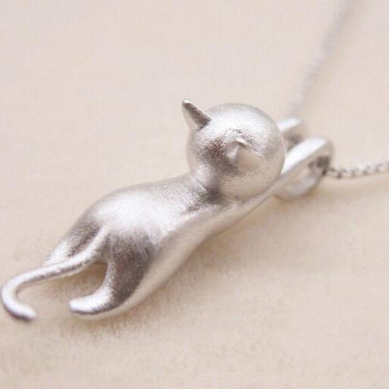 Sterling Silver Crystal Kitty Necklace β Elegant