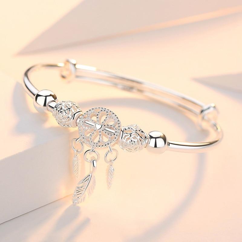 Silver Crystal Dreamcatcher Bracelet β Enchanting