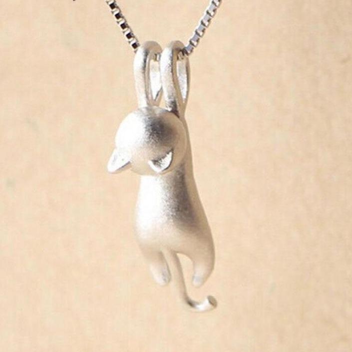Sterling Silver Crystal Kitty Necklace β Elegant