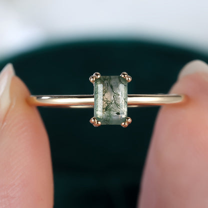 Green Moss Agate Ring – Exquisite