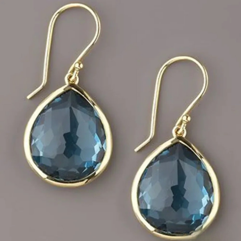 Blue Crystal Drop Earrings – Elegant