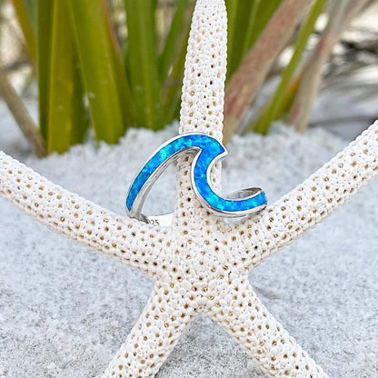 Silver Opal Wave Ring – Vintage Elegance