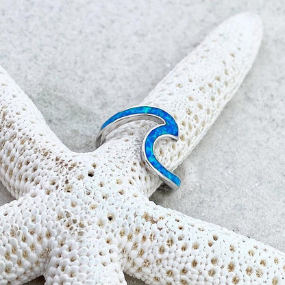 Silver Opal Wave Ring – Vintage Elegance