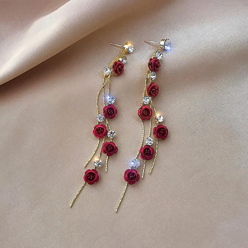 Rose Crystal Cascade Earrings – Exquisite