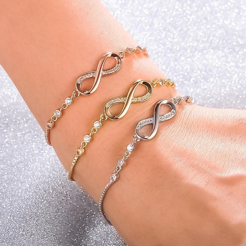 Silver Crystal Infinity Bracelet – Timeless