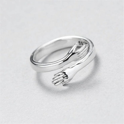 Silver Crystal Hug Ring – Timeless Elegance