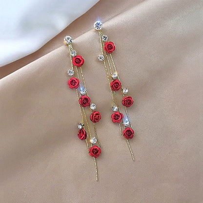 Rose Crystal Cascade Earrings – Exquisite