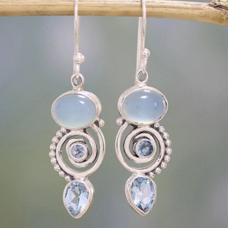 Silver Moonstone Drop Earrings – Exquisite