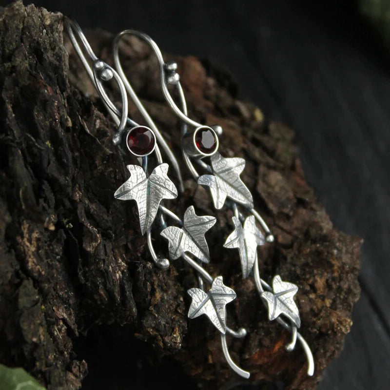 Antique Leaf Crystal Earrings – Enchanting