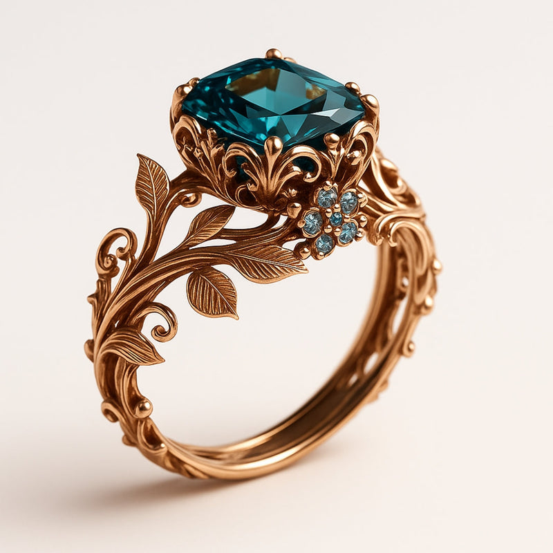 Green Crystal Vintage Ring – Timeless Elegance