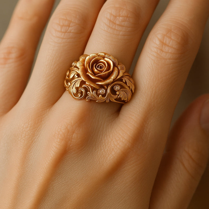 Gold Crystal Flower Ring – Timeless Elegance