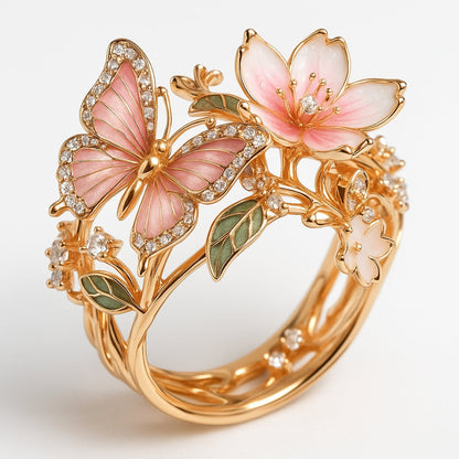 Rose Gold Butterfly Zirconia Ring – Timeless