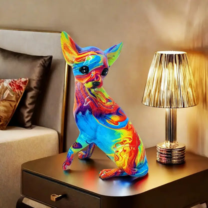 Colorful Resin Chihuahua Lamp