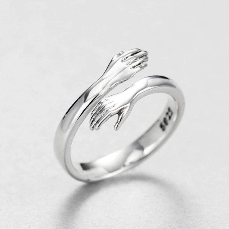 Silver Crystal Hug Ring – Timeless Elegance